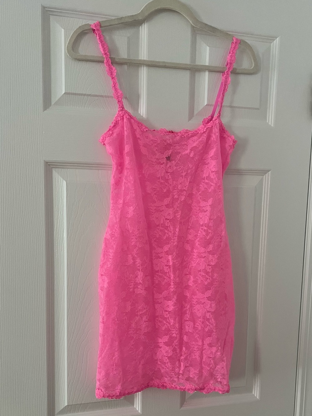 SKIMS Neon Pink Lace Chemise Slip